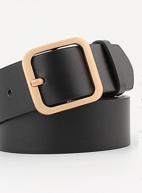 ins风时尚网红小宽黑色女士皮带百搭装饰牛仔裤腰带简约韩版裤带