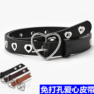 细裤 爱心小皮带女ins风潮流时尚 饰牛仔裤 免打孔腰带百搭装 带 个性