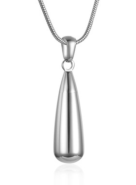 日韩风钛钢项链水滴形骨灰盒吊坠