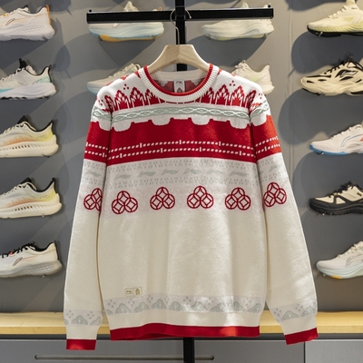 李宁套头无帽编织衫保暖