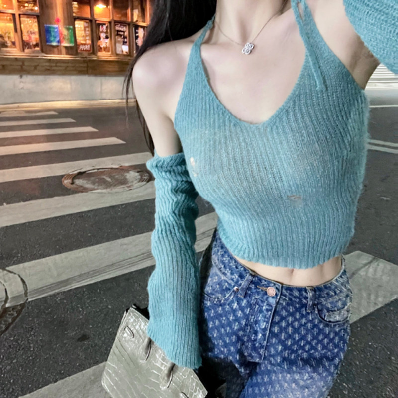 送运费险吊带+开衫两件套上衣图片