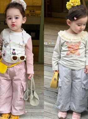 橙小七 26087女童2026韩系百搭纯色工装裤