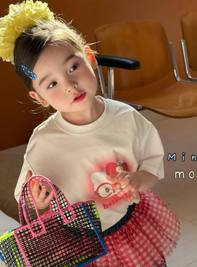 小月亮 26春 62011女童红色卡通短袖T恤