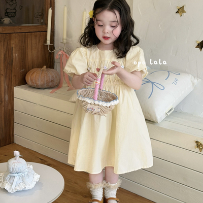26夏 Opo 78005女童黄色棉布连衣裙