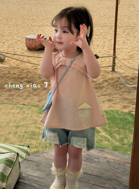 26夏 橙小七 女童卡通无袖娃娃衫上衣26257牛仔短裤26296
