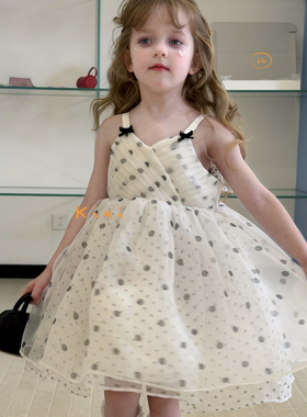 26夏 Kiai  812319女童法式波点公主裙吊带纱裙