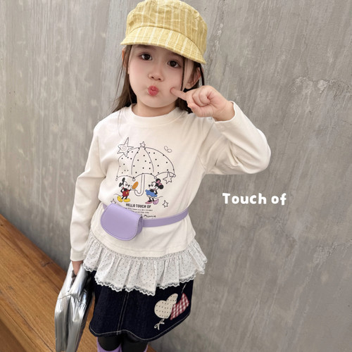 26秋 TF 616094女童卡通印花拼接长袖上衣