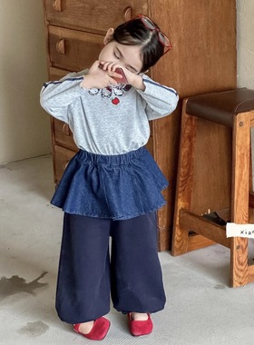 小鹿慕水女童套装2025秋韩版卡通KT猫上衣95522+屁帘灯笼裤95523