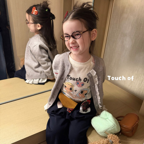 26秋 TF 616047女童卡通印花白色长袖T恤上衣