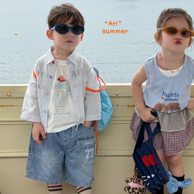 26夏AH 男童条纹衬衣77183 小象短袖77138 牛仔中裤77247