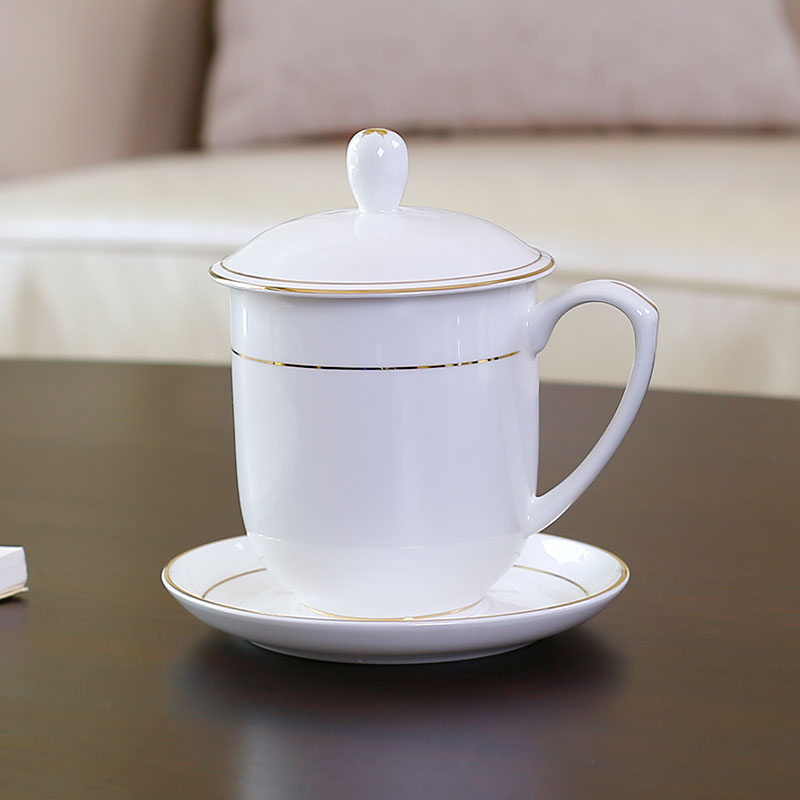点特骨瓷简约办公金边陶瓷茶杯