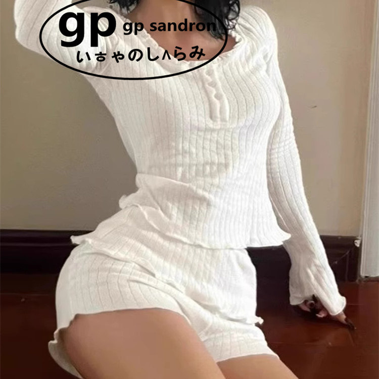 日本gp花边睡衣女修身家居服大码