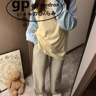 日本小众GP睡衣女春秋冬季长袖纯棉可外穿宽松甜美可爱家居服套装