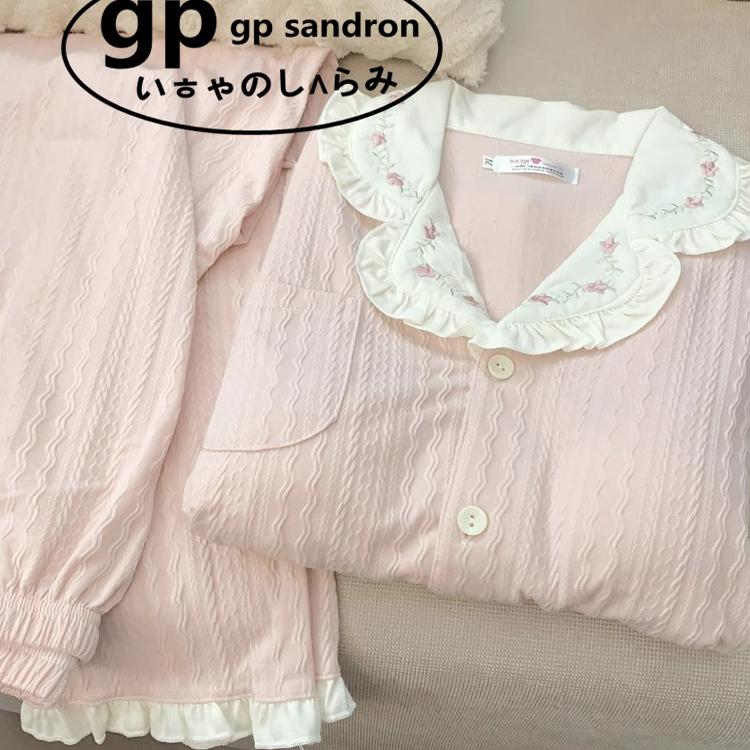 日本gp带胸垫睡衣女粉色家居服