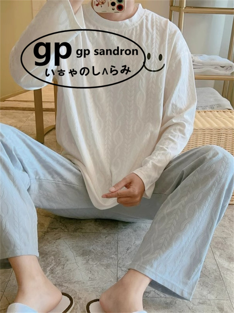 日本gp男士睡衣笑脸纯棉家居服