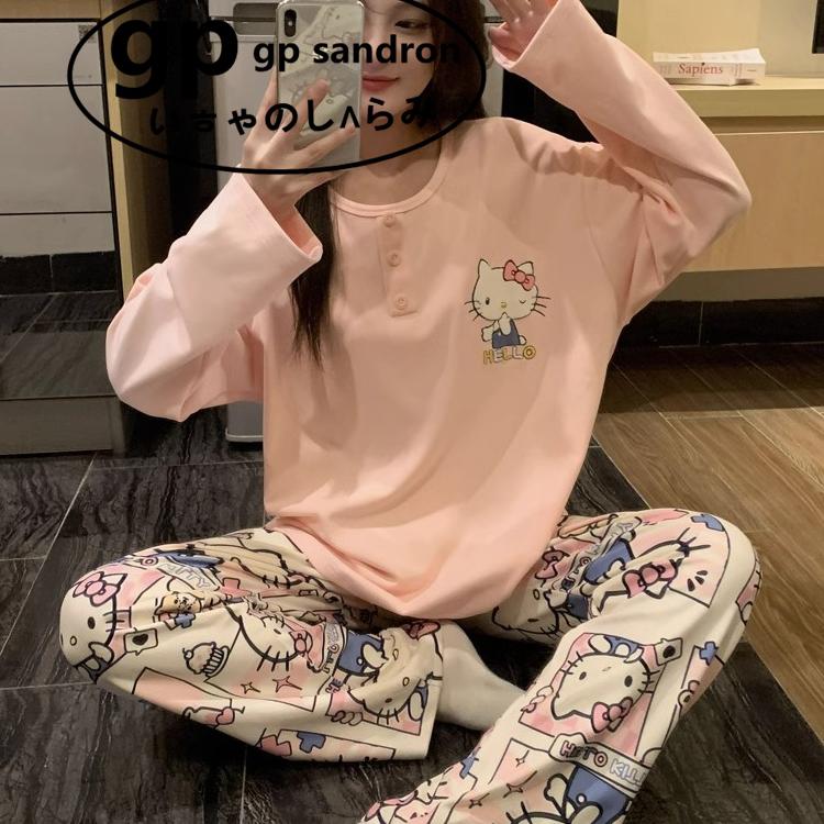 日本gp德绒睡衣女猫咪加绒家居服