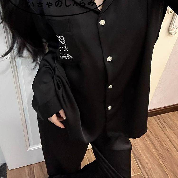 日本gp可爱凯蒂猫冰丝睡衣女春秋
