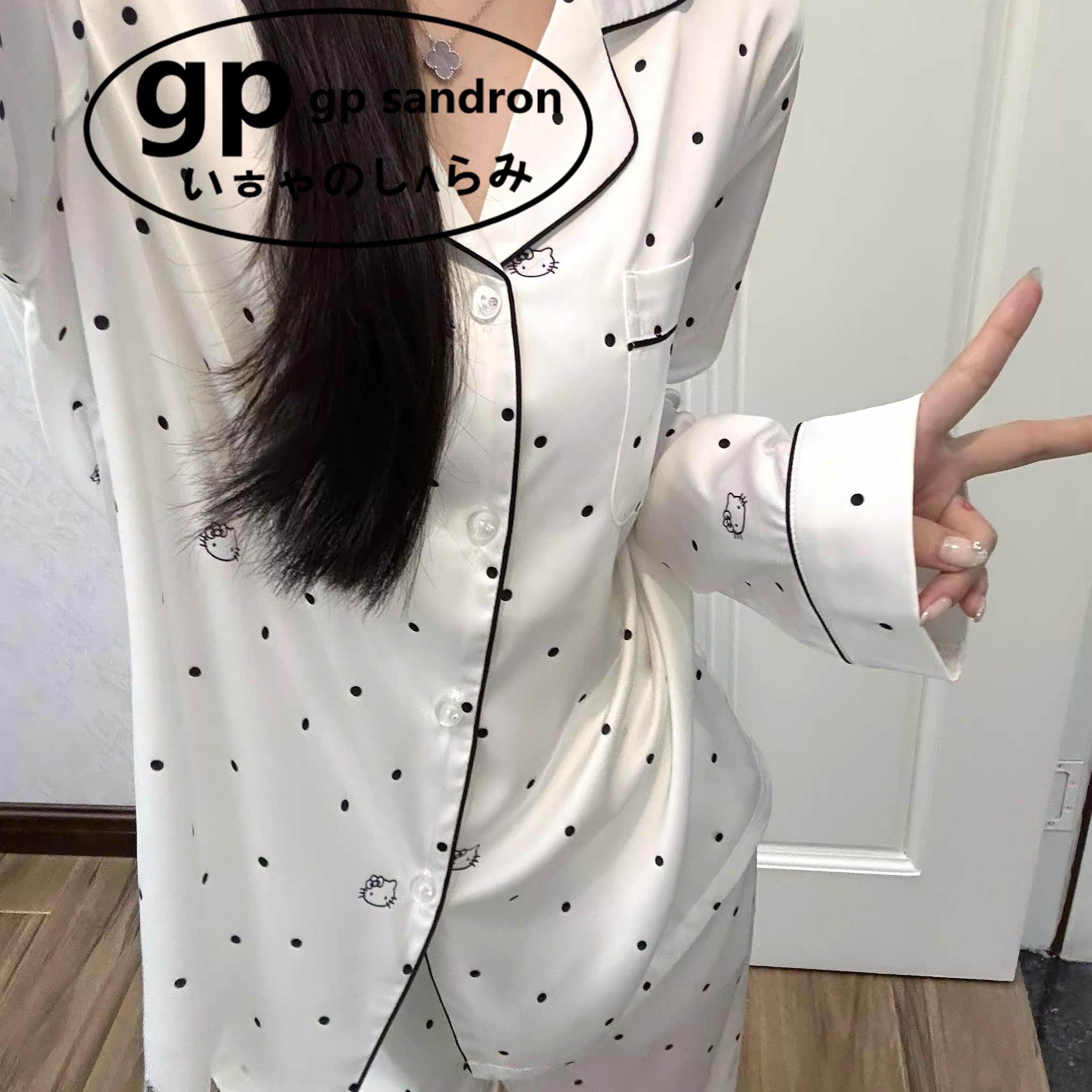 日本gp波点Kitty猫睡衣女真丝
