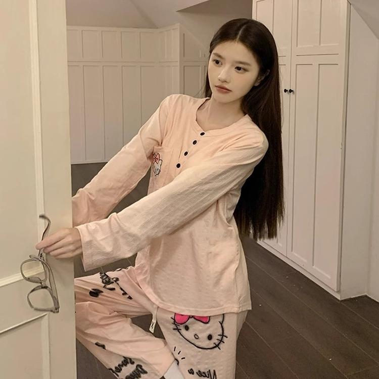 日本gp可爱睡衣女KT猫纯棉家居服
