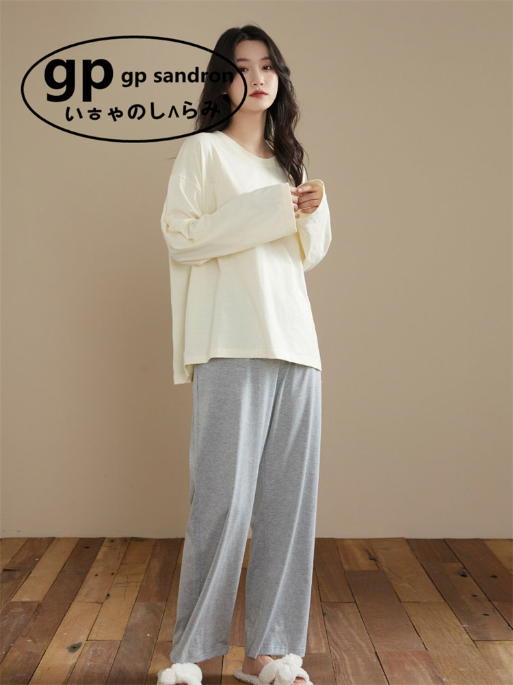 日本gp睡衣女纯色可外穿家居服