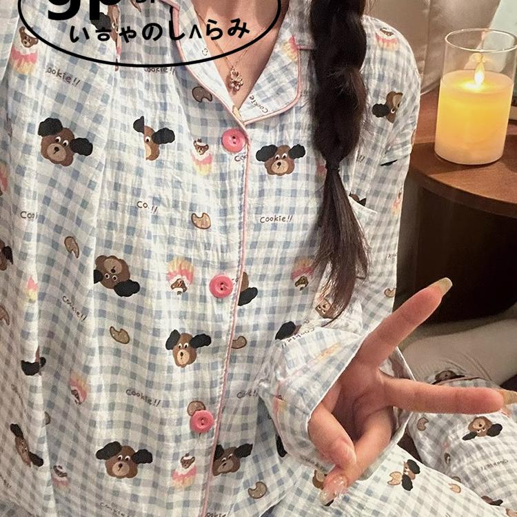 日本gp小狗睡衣女春秋卡通家居服