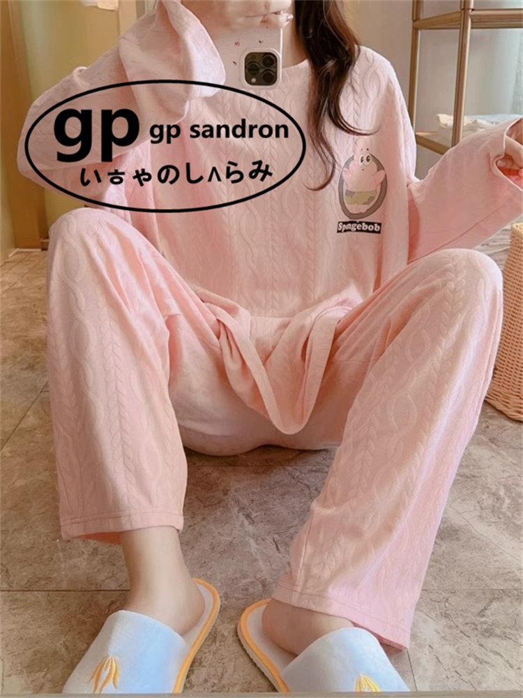 日本gp卡通睡衣女长袖大码胖mm