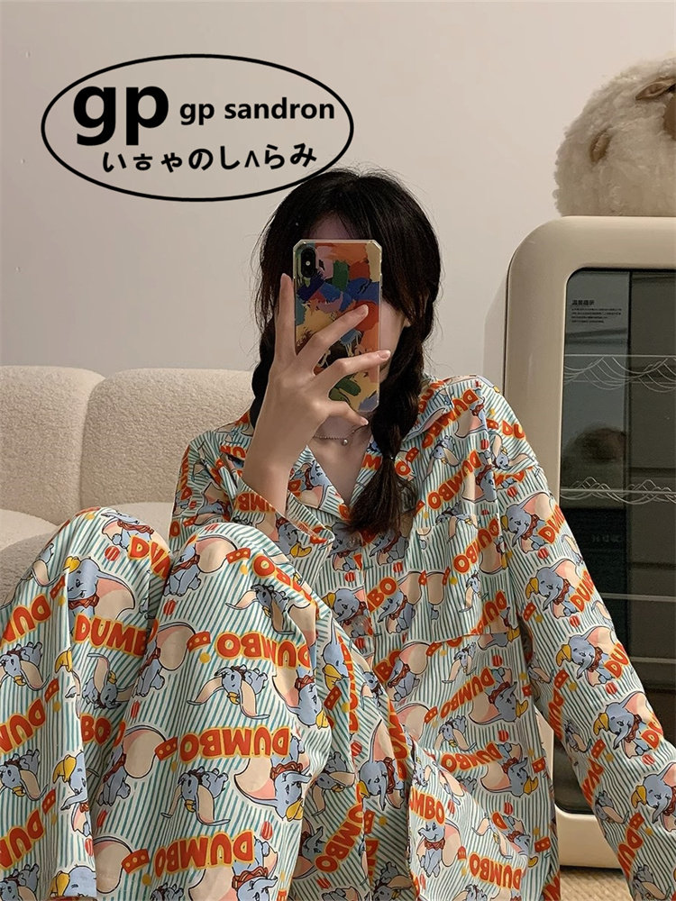 日本gp卡通睡衣女小飞象家居服男