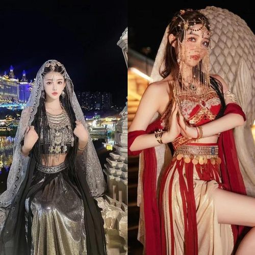汉服女异域敦煌风舞蹈飞天古风飘逸中国风开衩裙表演服装沙漠摄影