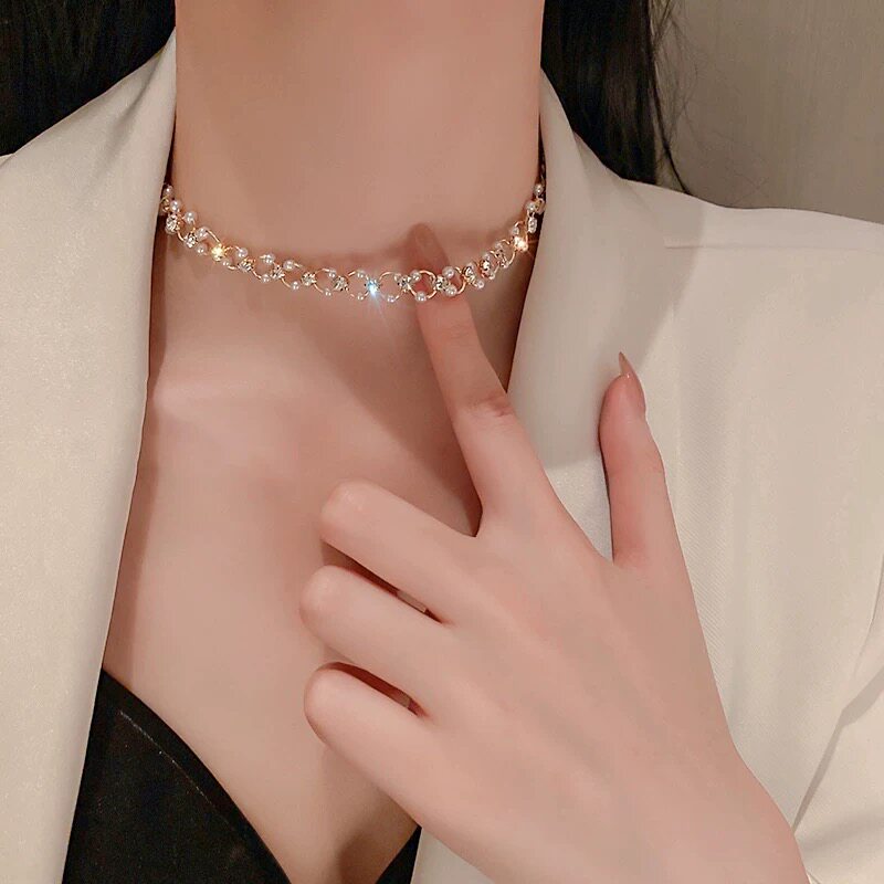 日本代购轻奢满天星珍珠项链女锁骨链高级感颈链小众设计