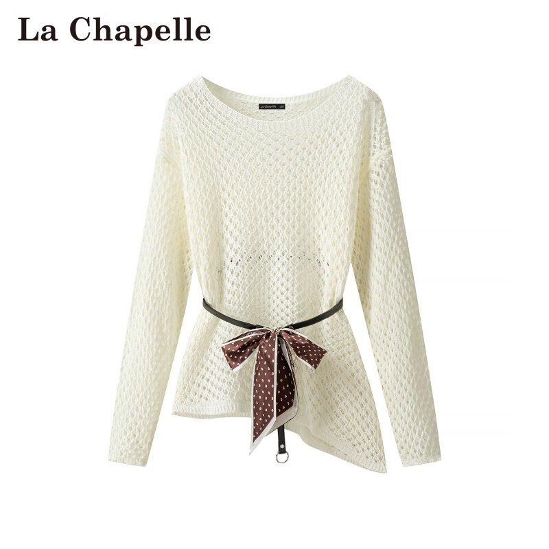 拉夏贝尔/La Chapelle春夏新款镂空收腰罩衫简约时尚高级感上衣女图片