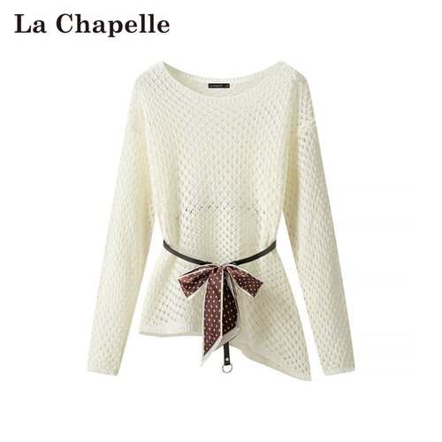拉夏贝尔/La Chapelle春夏新款镂空收腰罩衫简约时尚高级感上衣女