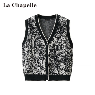 提花无袖 Chapelle春季 套头复古时尚 叠穿针织背心 新款 拉夏贝尔