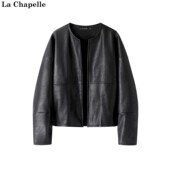 百搭时尚 Chapelle秋季 极简风宽松休闲时尚 皮衣女 新款 拉夏贝尔