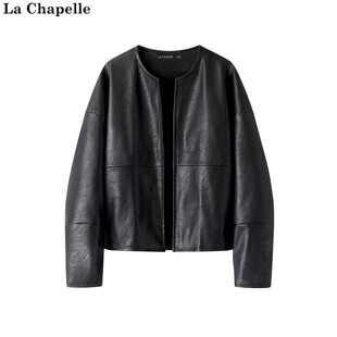 百搭时尚 Chapelle秋季 极简风宽松休闲时尚 皮衣女 新款 拉夏贝尔
