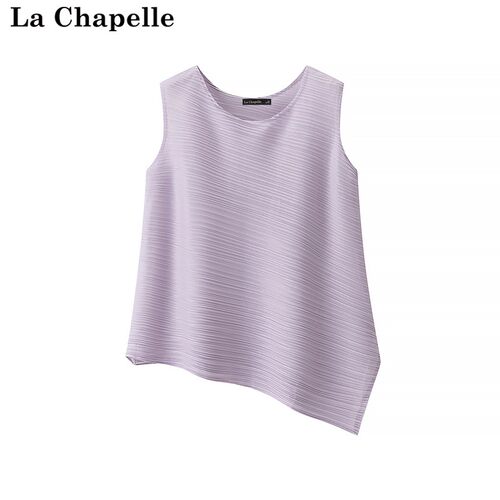 拉夏贝尔/La Chapelle通勤气质褶皱无袖吊带背心女夏季高级感上衣
