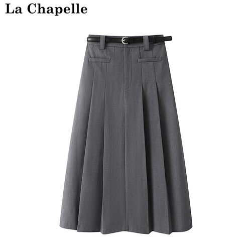 拉夏贝尔/La Chapelle高腰显瘦半身裙2025秋季新款a字中长百褶裙