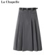 新款 Chapelle高腰显瘦半身裙2025秋季 a字中长百褶裙 拉夏贝尔