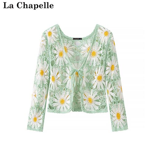拉夏贝尔/La Chapelle夏季新款波西米亚风镂空薄款度假女防晒上衣