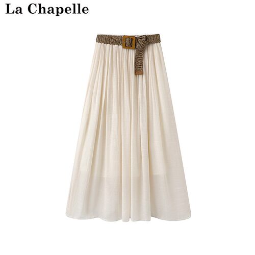 拉夏贝尔/La Chapelle韩版简约纯色A字半身裙百搭宽松垂感半身裙