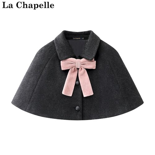 拉夏贝尔/La Chapelle秋冬新款蝴蝶结外搭斗篷式披肩气质厚款外套