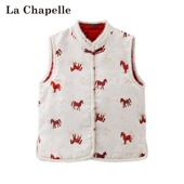 印花新中式 Chapelle春季 时尚 双面穿百搭马甲背心 新款 拉夏贝尔