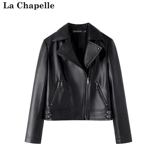 拉夏贝尔/La Chapelle复古机车服女秋装2025新款pu皮衣夹克短外套