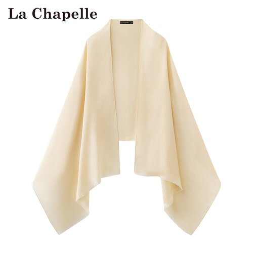 拉夏贝尔/La Chapelle春季款新中式格子印花围巾外搭旅游风披肩女