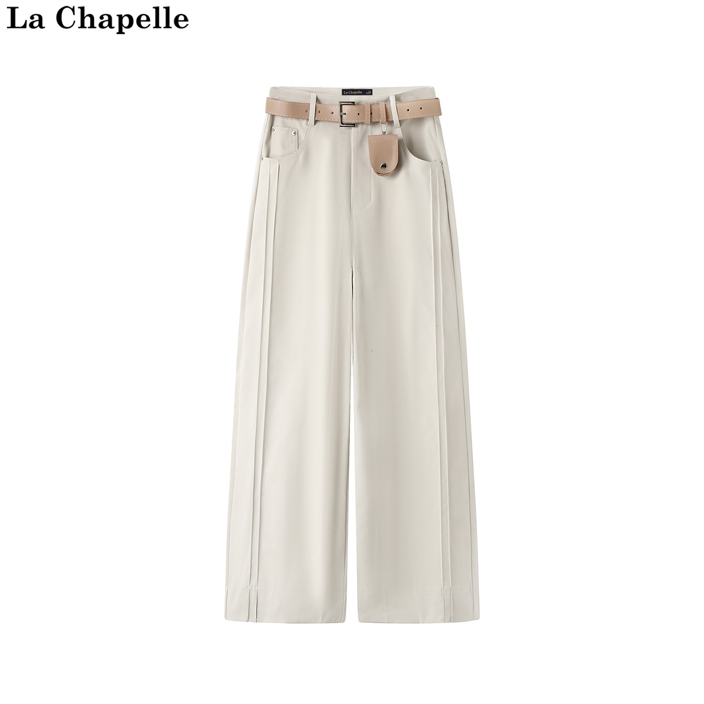 拉夏贝尔/La Chapelle秋季新款纯色高腰系带阔腿遮跨显瘦休闲裤女