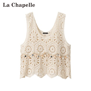 新款 Chapelle夏季 套头钩花镂空波西米亚风针织背心女 拉夏贝尔