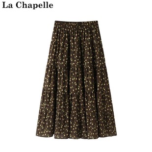 垂感高腰a字伞裙 拉夏贝尔 Chapelle复古碎花半身裙女秋季 新款