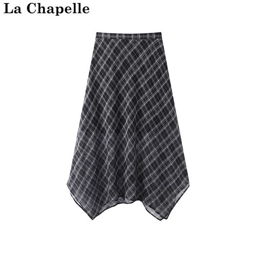 拉夏贝尔/La Chapelle夏季新款高腰修身不规则半身裙优雅气质长裙