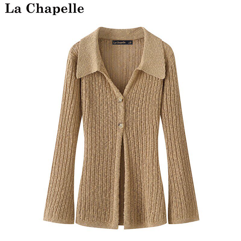 拉夏贝尔/La Chapelle秋季2023新款坑纹针织衫女长袖修身开衫上衣属于什么档次？