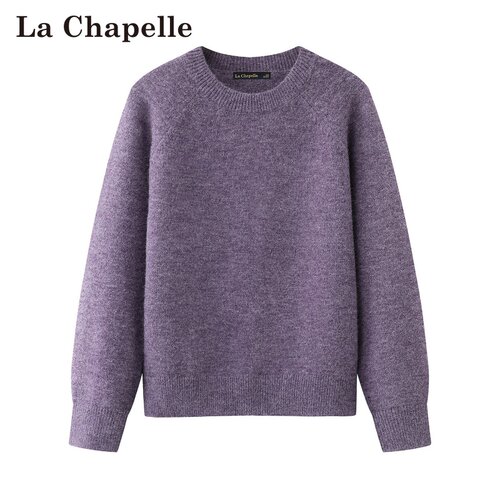拉夏贝尔/La Chapelle秋冬新款纯色加厚圆领宽松休闲气质时尚毛衣