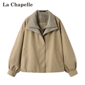 Chapelle秋冬新款 拉夏贝尔 翻领格纹宽松休闲风减龄夹克外套